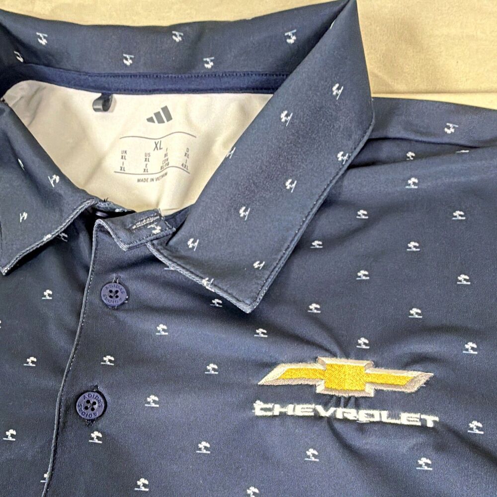 Adidas Men's XL Navy Blue Golf Polo Shirt GM / Chevrolet Bowtie Logo
